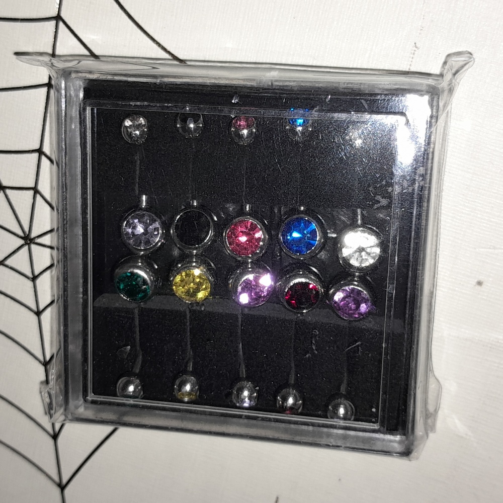 Colorful Gem Curved Bellybutton Rings - Picture 2 of 2